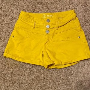 Yellow Mid Rise Shorts